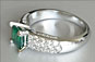 Cusion Cut Emerald Engagement Ring Pave Shoulders
