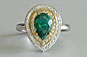 Pear Emerald Diamond Engagement Ring Double Diamond Halo