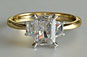 Radiant Diamond Three Stone Engagement Ring Yellow Gold