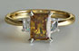 Radiant Yellow Sapphire Diamond Three Stone Engagement Ring