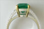 Cushion Cut Emerald and Diamond White and Yellow Gold Ring