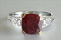 Cushion Cut Ruby and Diamond Engagement Ring