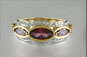 Marquise Cut Ruby and Round Diamond Two-tone Ring