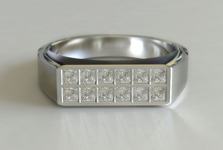 Dress Cocktail Ring/Multi Stone Engagement Ring for Women in 18ct white  gold with 5 princess cut diamonds on a twist