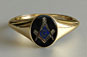 Mens Oval Onyx Masonic Ring Yellow Gold