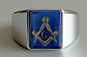 Mens Blue Cushion Shaped Masonic Ring
