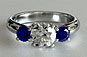 Diamond and Sapphire Three-stone Lucida Style Engagement Ring