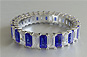 Emerald Cut Diamond and Sapphire Wedding Band or Eternity Ring