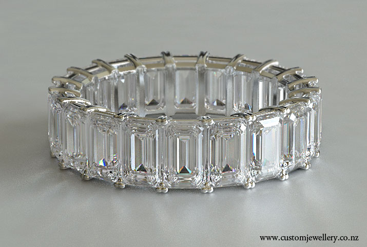 Emerald Cut Diamond Wedding Band - Eternity Ring