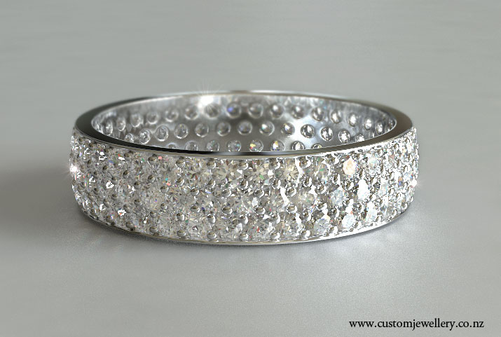 Pave Diamond Wedding Band in White Gold